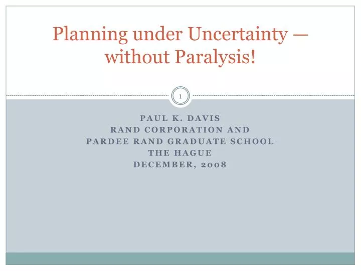 planning under uncertainty without paralysis