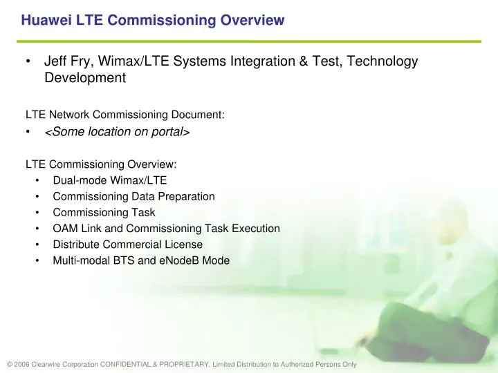 huawei lte commissioning overview