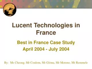 Lucent Technologies in France