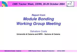 Report from Module Bonding Working Group Meeting