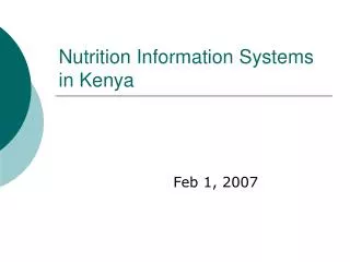 Nutrition Information Systems in Kenya