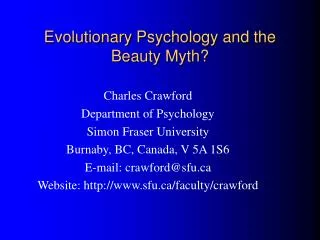 Evolutionary Psychology and the Beauty Myth?