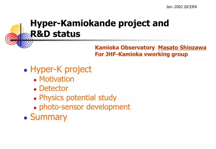 hyper kamiokande project and r d status