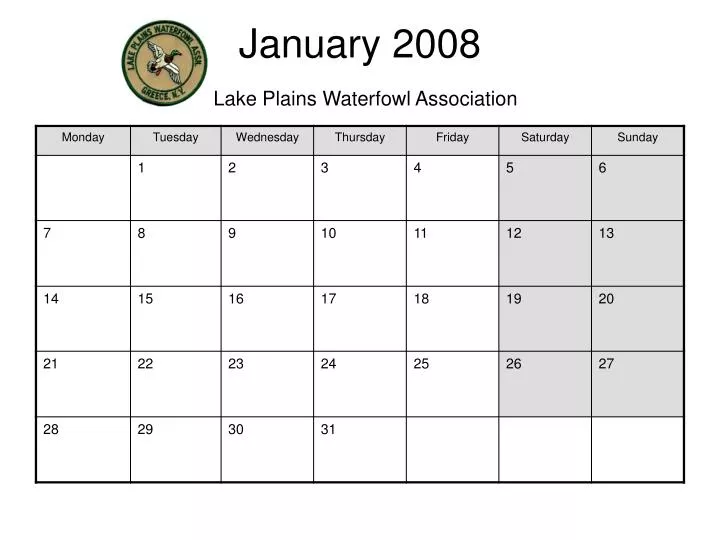 january 2008 lake plains waterfowl association