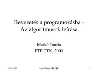 bevezet s a programoz sba az algoritmusok le r sa