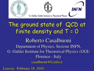 Roberto Casalbuoni Department of Physics, Sezione INFN,