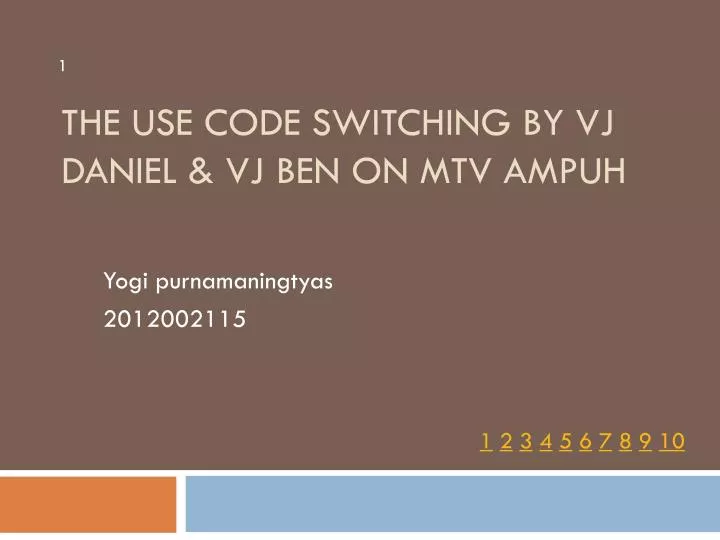 the use code switching by vj daniel vj ben on mtv ampuh
