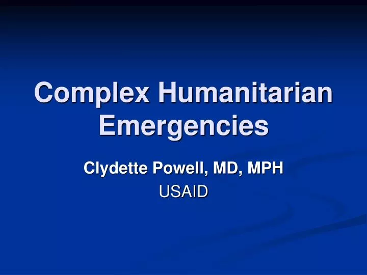 complex humanitarian emergencies