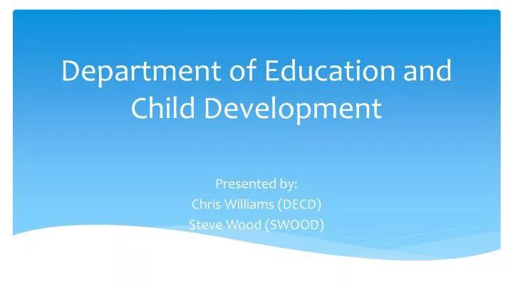 department of education and child development