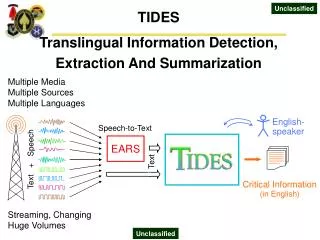 Translingual Information Detection, Extraction And Summarization