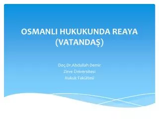 osmanli hukukunda reaya vatanda