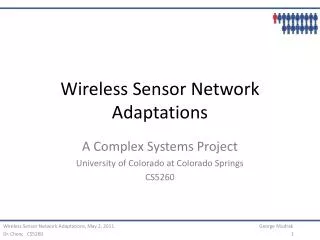 Wireless Sensor Network Adaptations