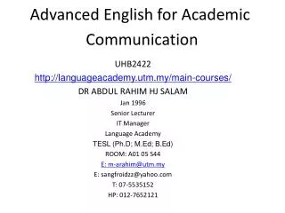 Advanced English for Academic Communication