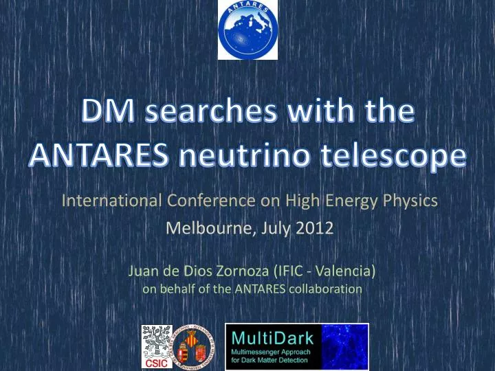 dm searches with the antares neutrino telescope