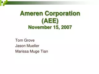Ameren Corporation (AEE) November 15, 2007