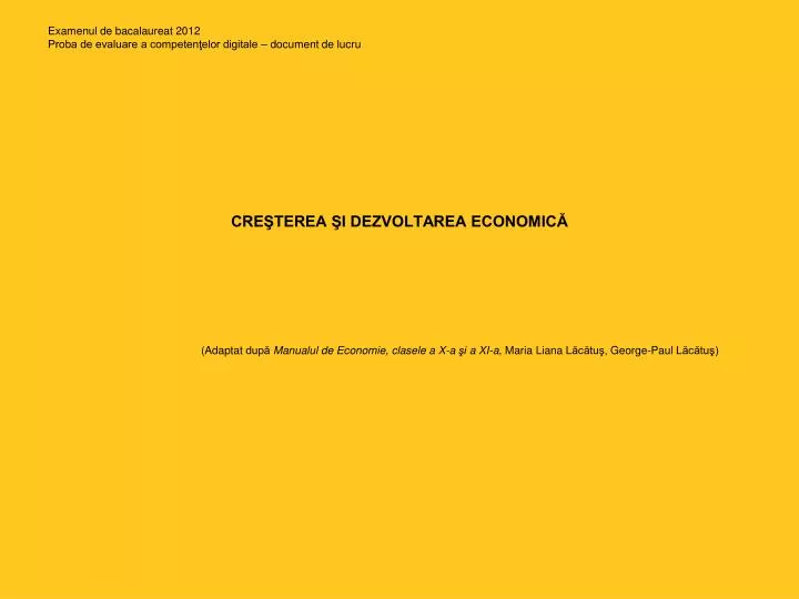 cre terea i dezvoltarea economic