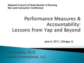 Performance Measures &amp; Accountability: Lessons from Yap and Beyond