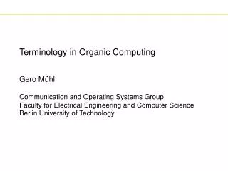 Terminology in Organic Computing