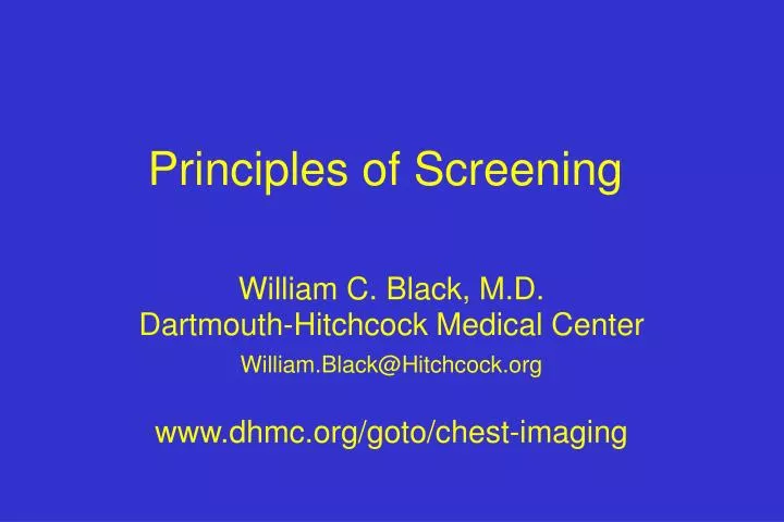 principles of screening