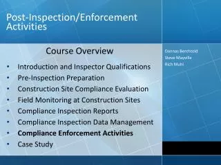 Post-Inspection/Enforcement Activities