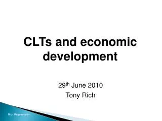 CLTs and economic development