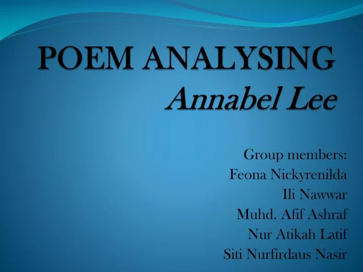 poem analysing annabel lee