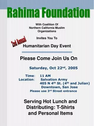 With Coalition Of Northern California Muslim Organizations Invites You To Humanitarian Day Event