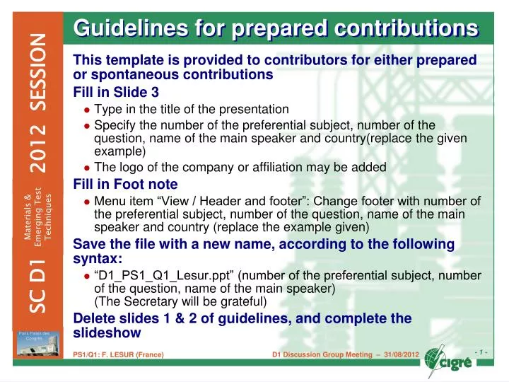 guidelines for prepared contributions