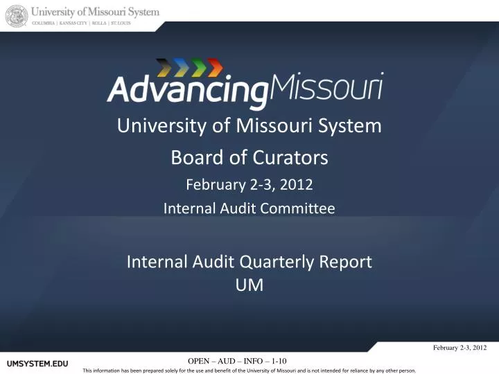 internal audit quarterly report um