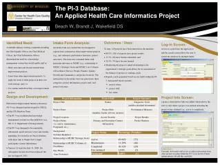 The PI-3 Database: An Applied Health Care Informatics Project