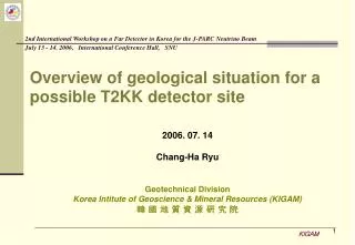 Overview of geological situation for a possible T2KK detector site