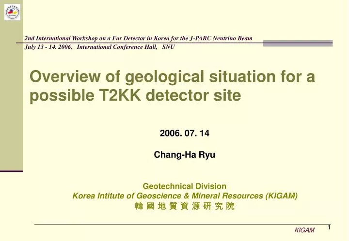 overview of geological situation for a possible t2kk detector site