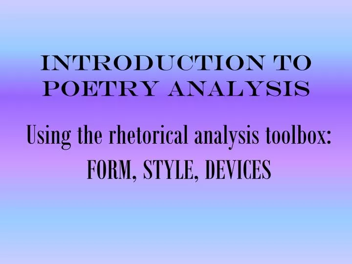 introduction to poetry analysis