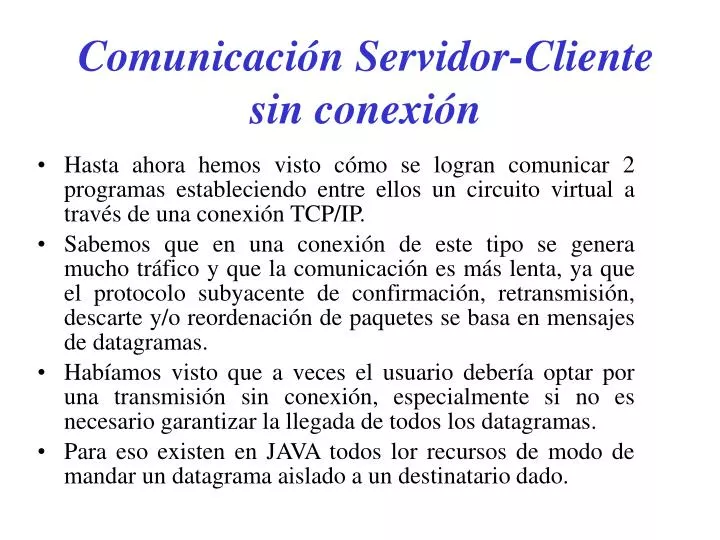 comunicaci n servidor cliente sin conexi n