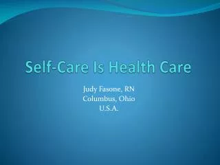 Self-Care Is Health Care