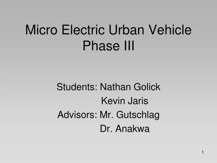 micro electric urban vehicle phase iii
