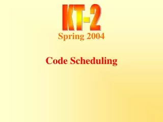Code Scheduling