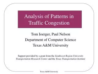Analysis of Patterns in Traffic Congestion