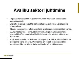 avaliku sektori juhtimine