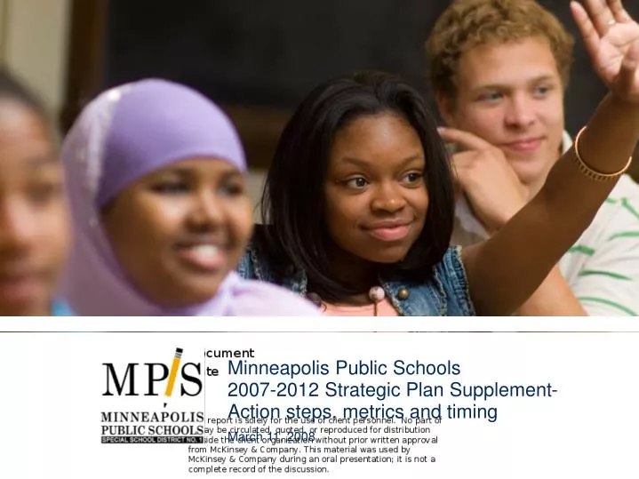 minneapolis public schools 2007 2012 strategic plan supplement action steps metrics and timing
