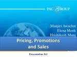 Pricing, Promotions and Sales