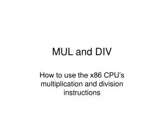 MUL and DIV