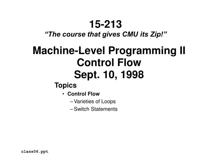 machine level programming ii control flow sept 10 1998
