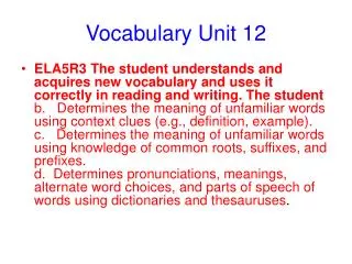 Vocabulary Unit 12