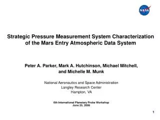 Strategic Pressure Measurement System Characterization of the Mars Entry Atmospheric Data System
