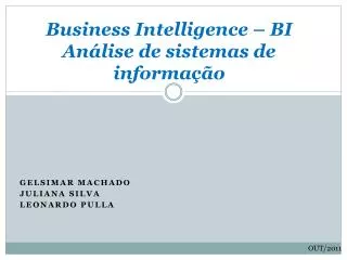 business intelligence bi an lise de sistemas de informa o