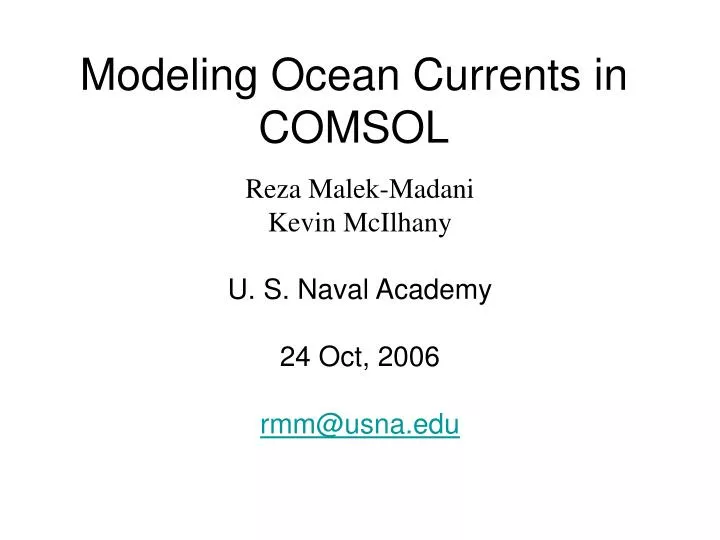 modeling ocean currents in comsol