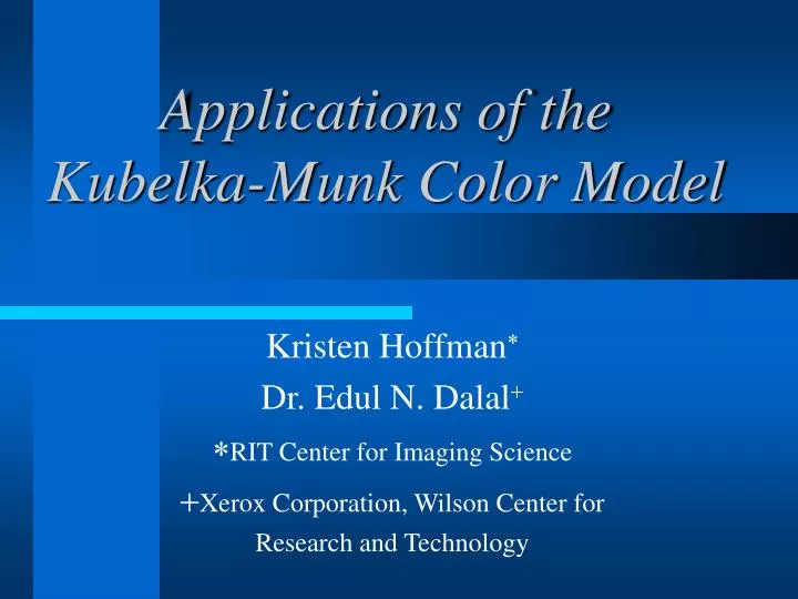 applications of the kubelka munk color model