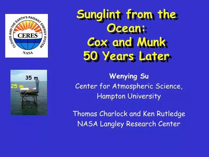 sunglint from the ocean cox and munk 50 years later