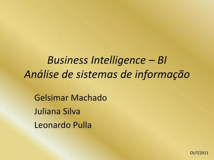 business intelligence bi an lise de sistemas de informa o